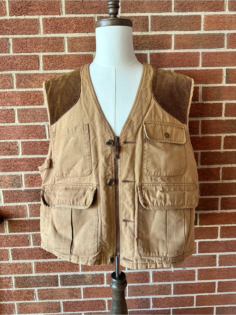 Vintage Banana Republic Men's Hunting Vest Beige Brown Corduroy Shoulders, XL